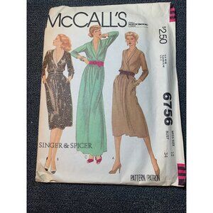 Vintage McCalls 6756 Misses Dress Sewing Pattern Size 12 1970s